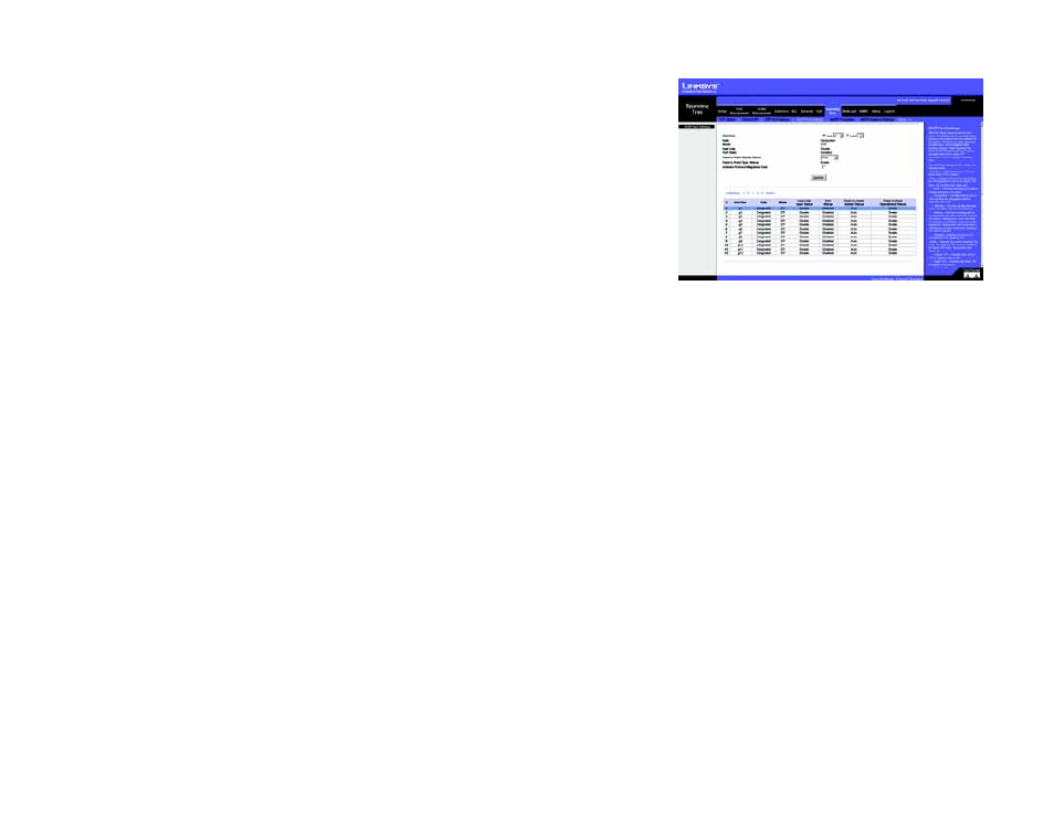 Spanning tree tab - rstp port settings | Linksys SRW2024 User Manual | Page 82 / 134