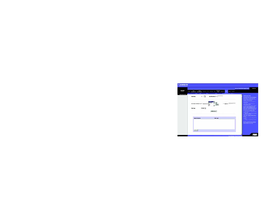 Snmp tab - notification filter | Linksys SRW2024 User Manual | Page 93 / 134