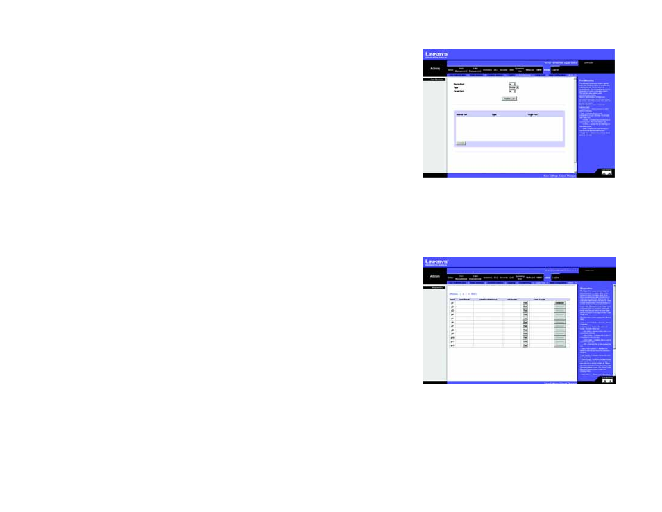 Admin tab - port mirroring, Admin tab - cable test | Linksys SRW2024 User Manual | Page 99 / 134