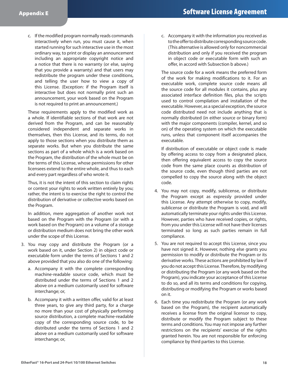 Software license agreement | Linksys EF4124 User Manual | Page 21 / 29