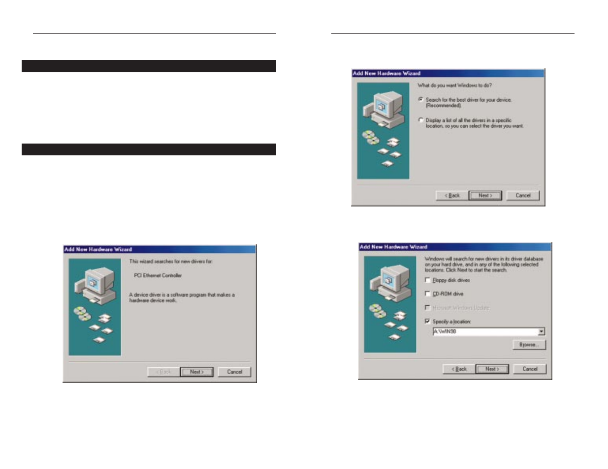 Windows 98 installation and setup | Linksys ETHERFAST 10/100 User Manual | Page 12 / 42
