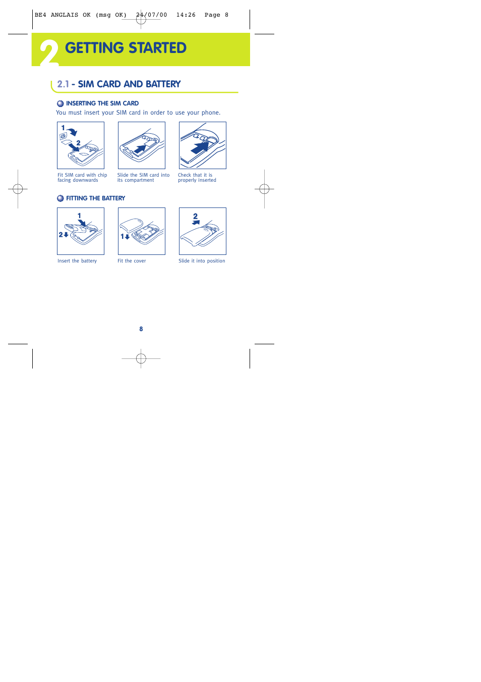 Getting started | Alcatel One Touch 301 User Manual | Page 10 / 64