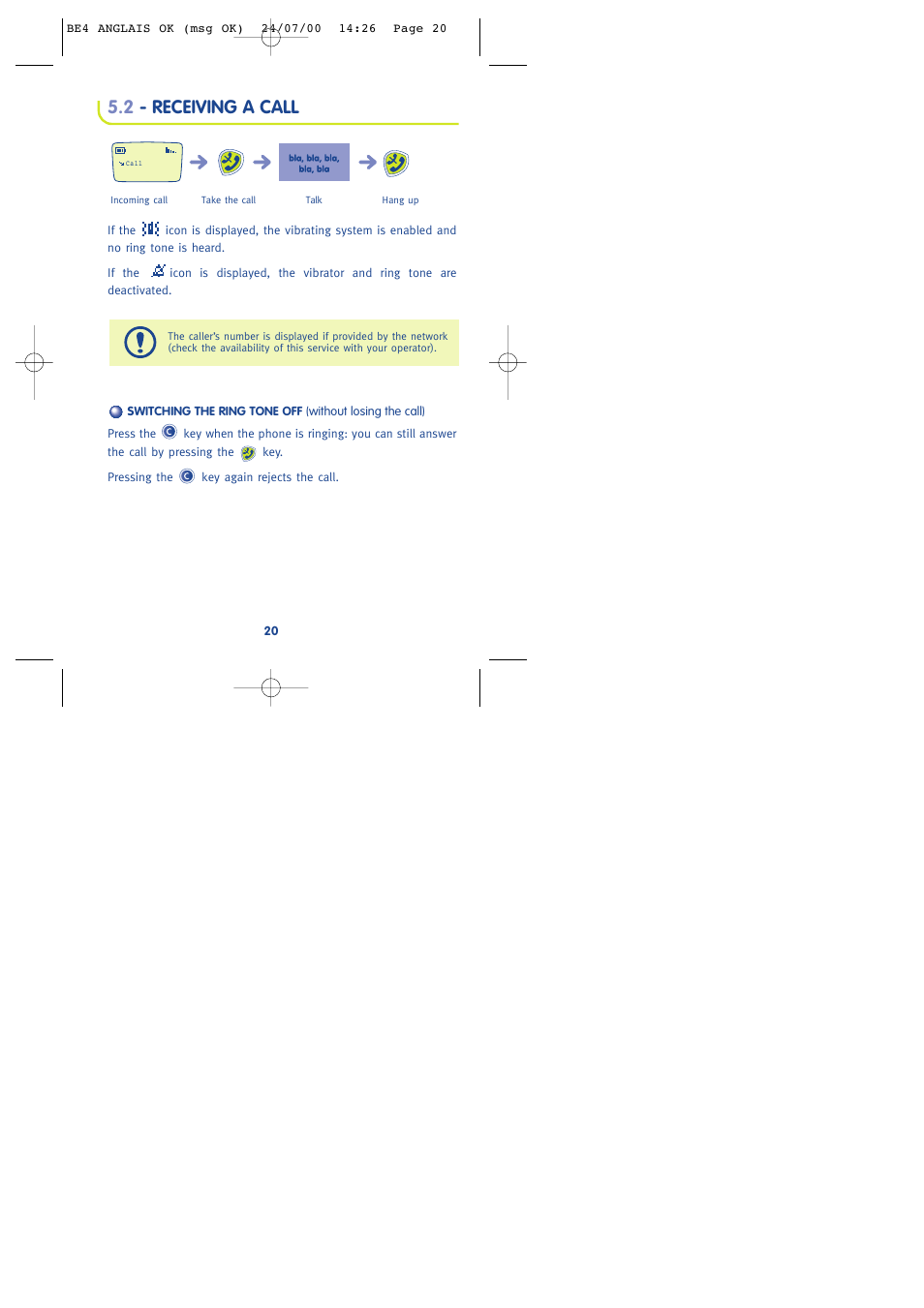 2 - receiving a call | Alcatel One Touch 301 User Manual | Page 22 / 64
