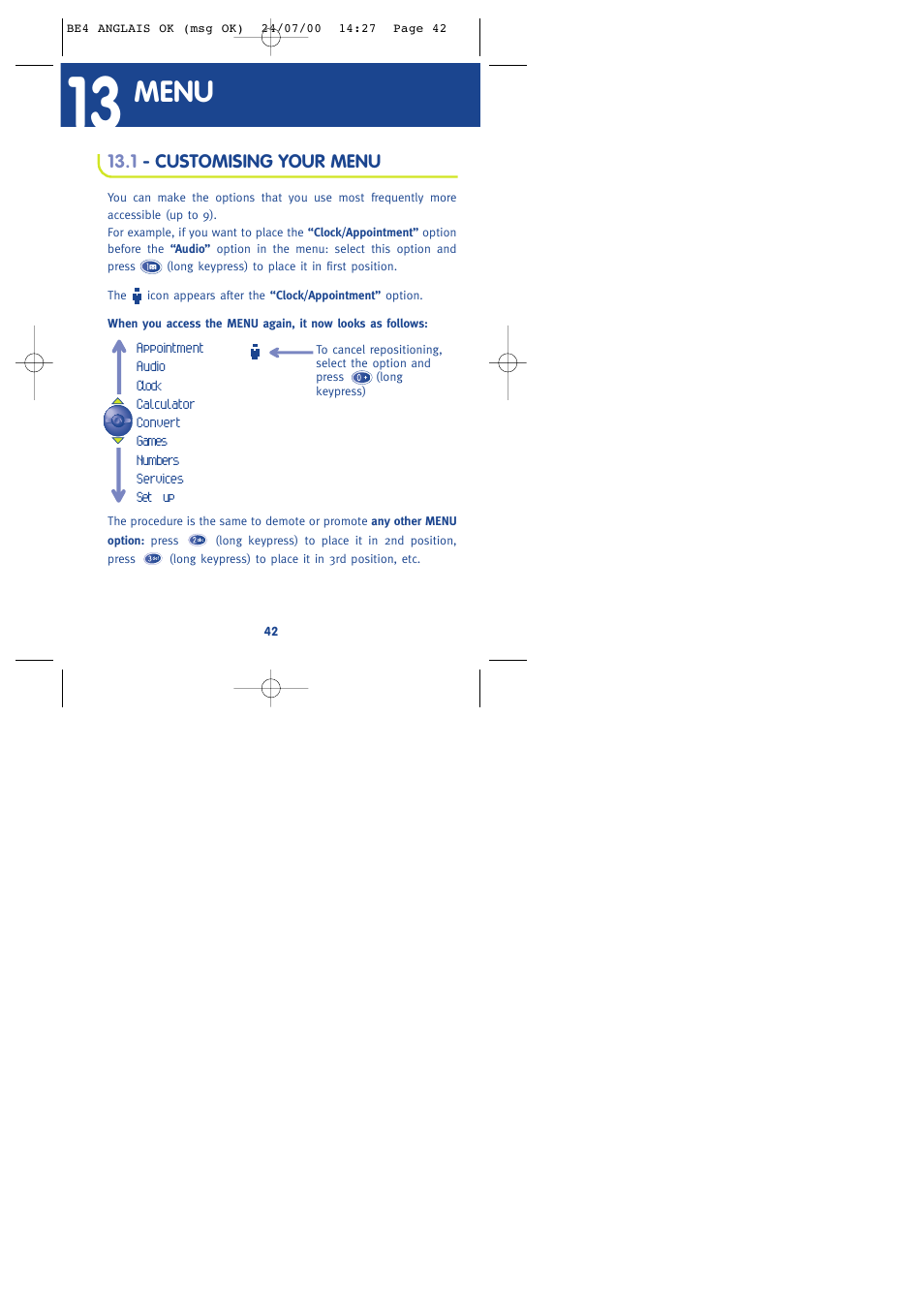 Menu | Alcatel One Touch 301 User Manual | Page 44 / 64