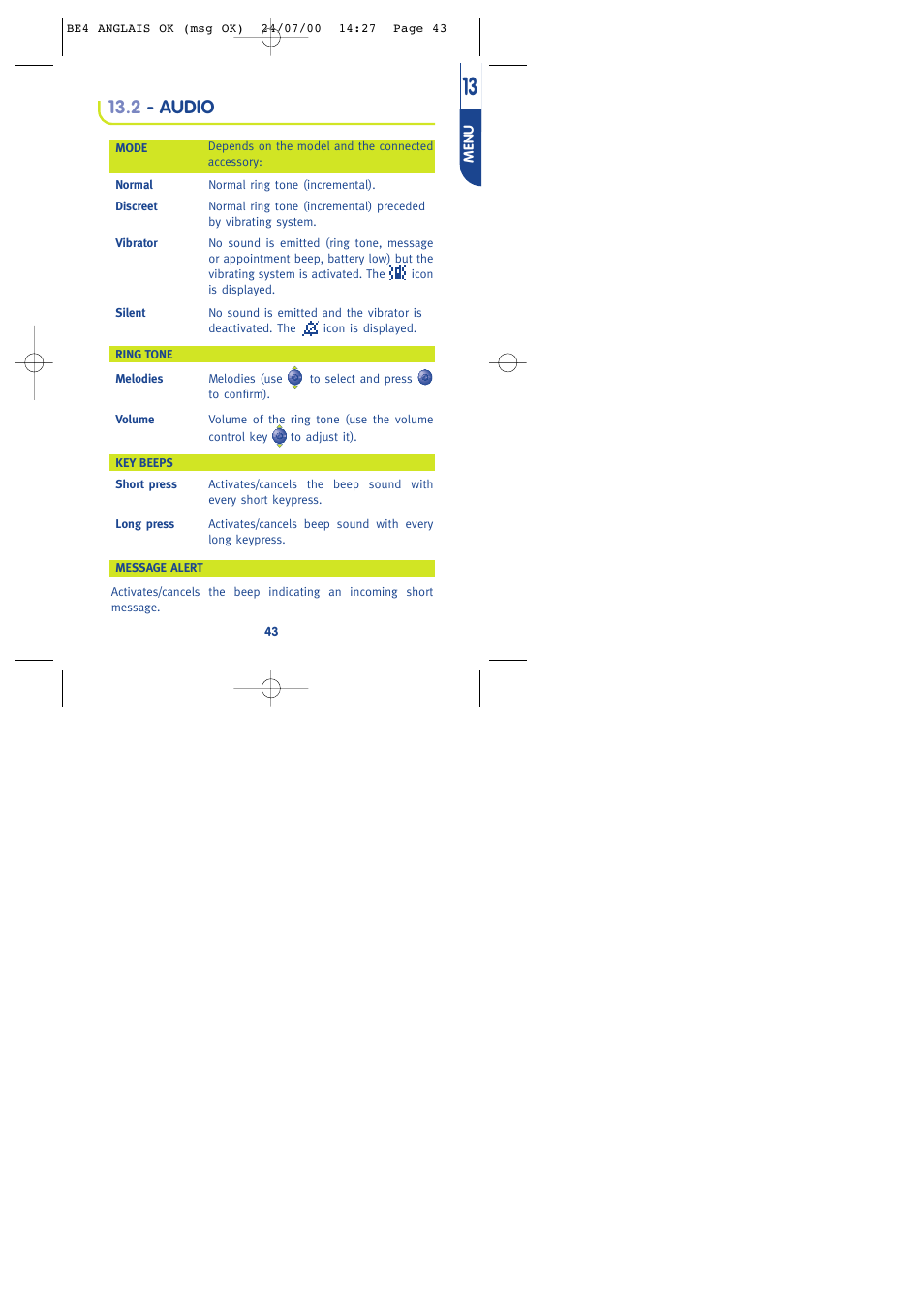 2 - audio | Alcatel One Touch 301 User Manual | Page 45 / 64