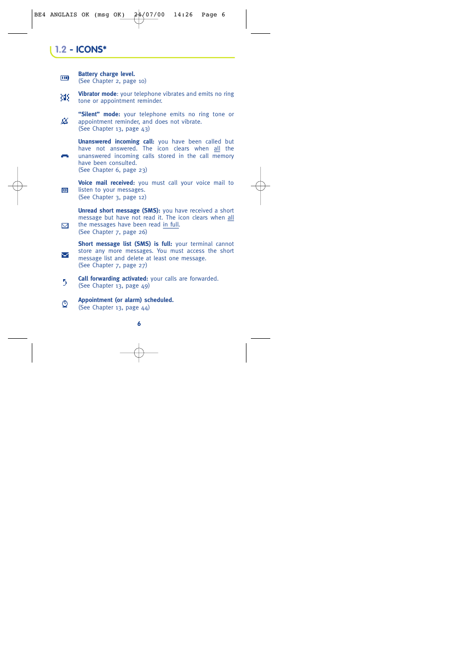 2 - icons | Alcatel One Touch 301 User Manual | Page 8 / 64