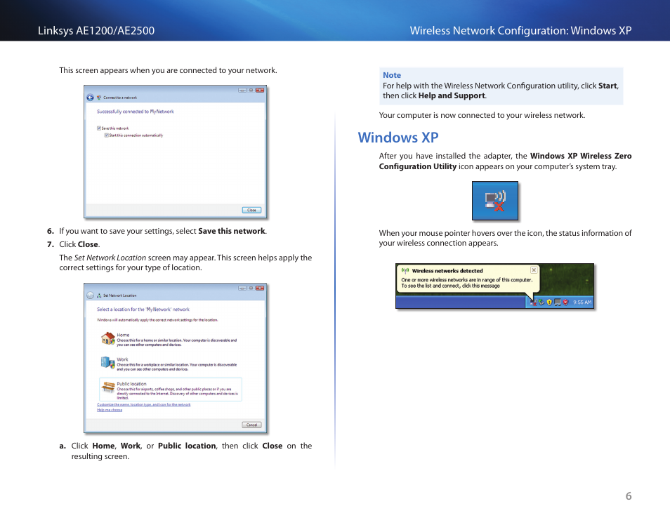 Windows﻿xp, Windows xp | Linksys USB NETWORK ADAPTER AE2500 User Manual | Page 8 / 14