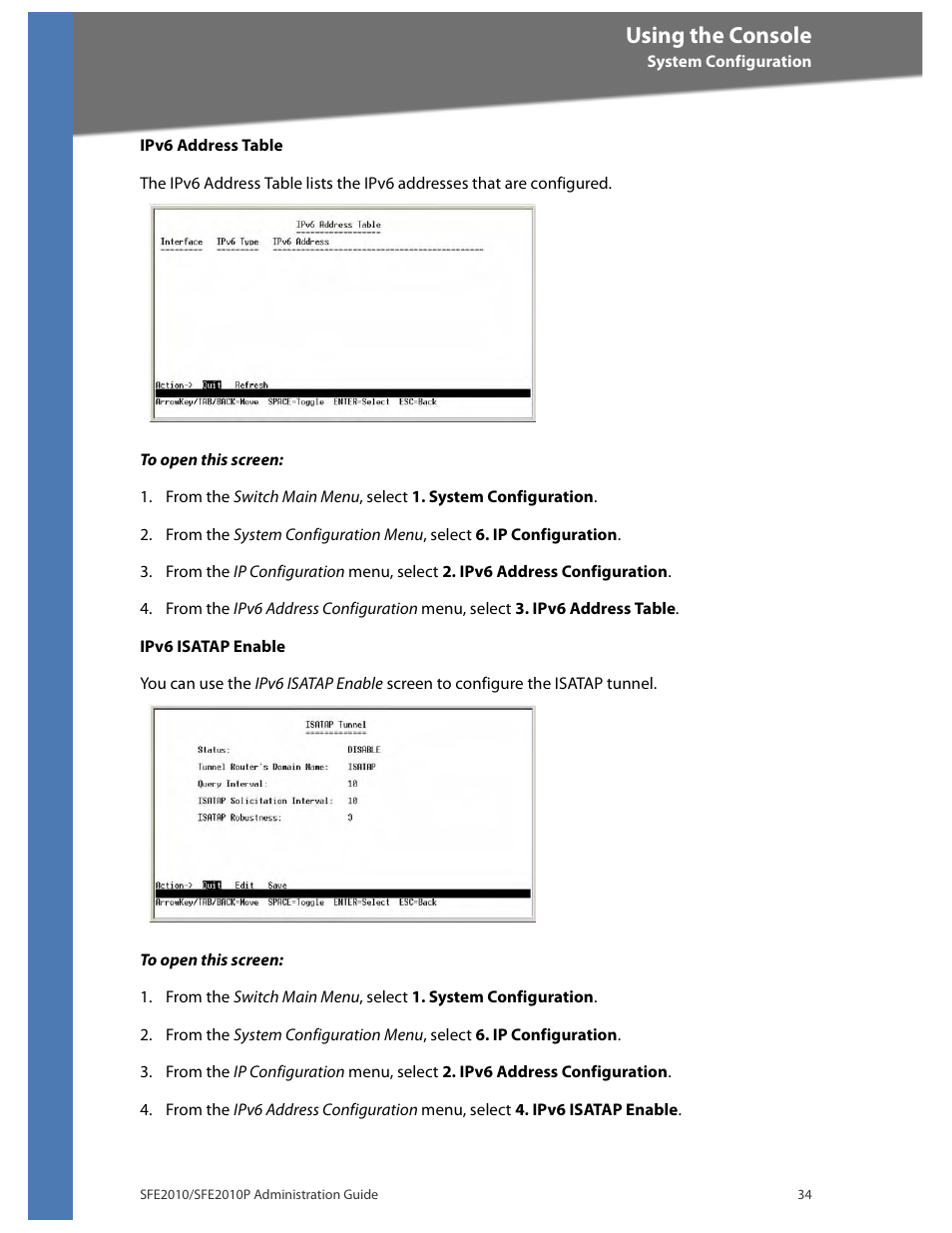 Using the console | Linksys SFE2010 User Manual | Page 37 / 67
