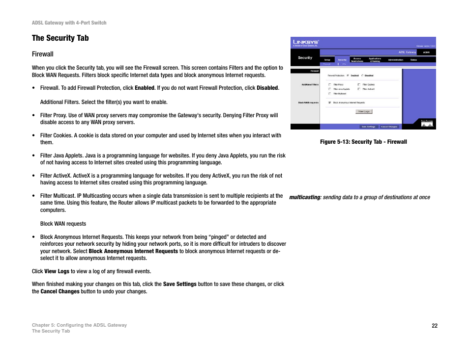 The security tab | Linksys AG041 (EU) User Manual | Page 29 / 80