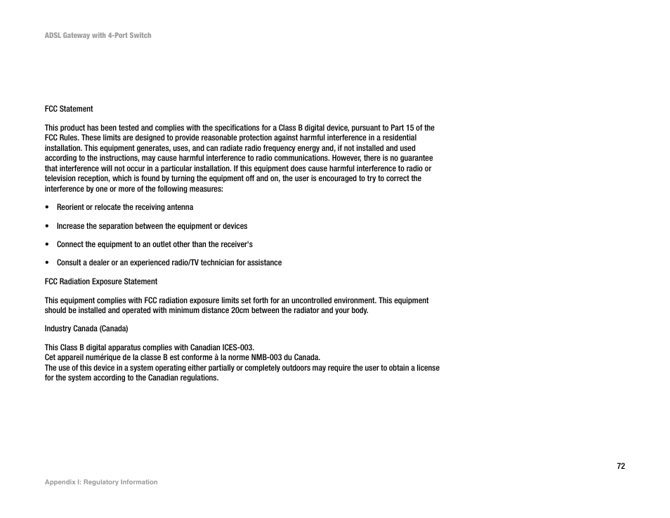 Appendix i: regulatory information | Linksys AG041 (EU) User Manual | Page 79 / 80