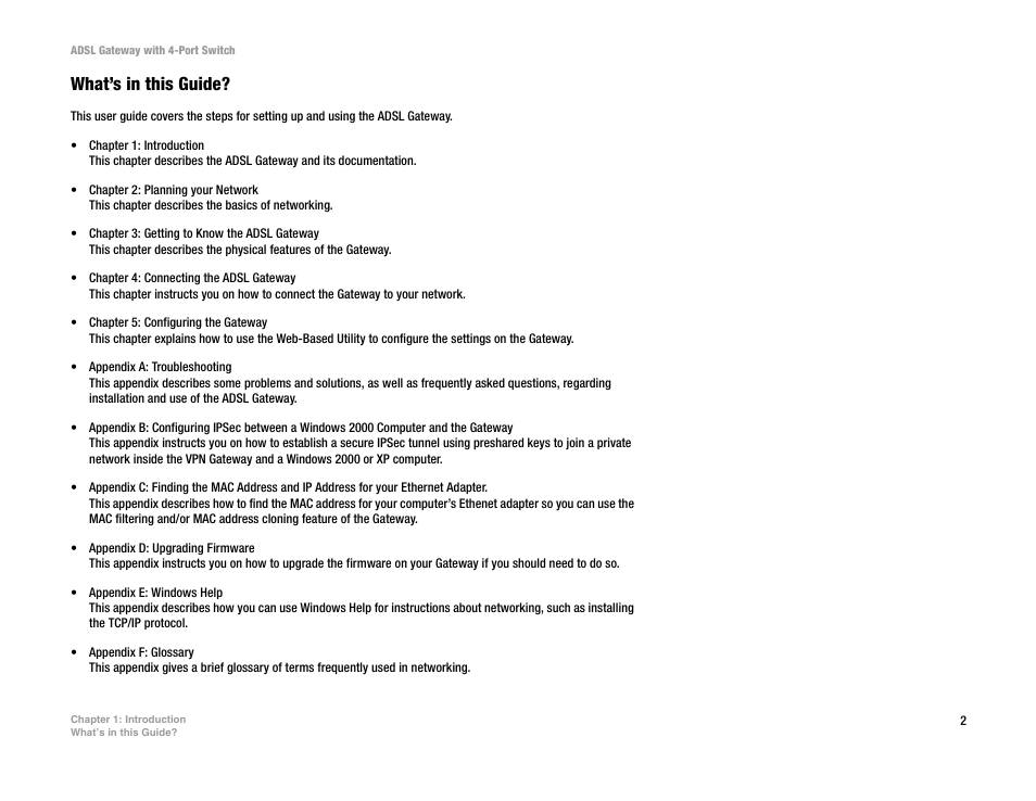 What’s in this guide | Linksys AG041 (EU) User Manual | Page 9 / 80