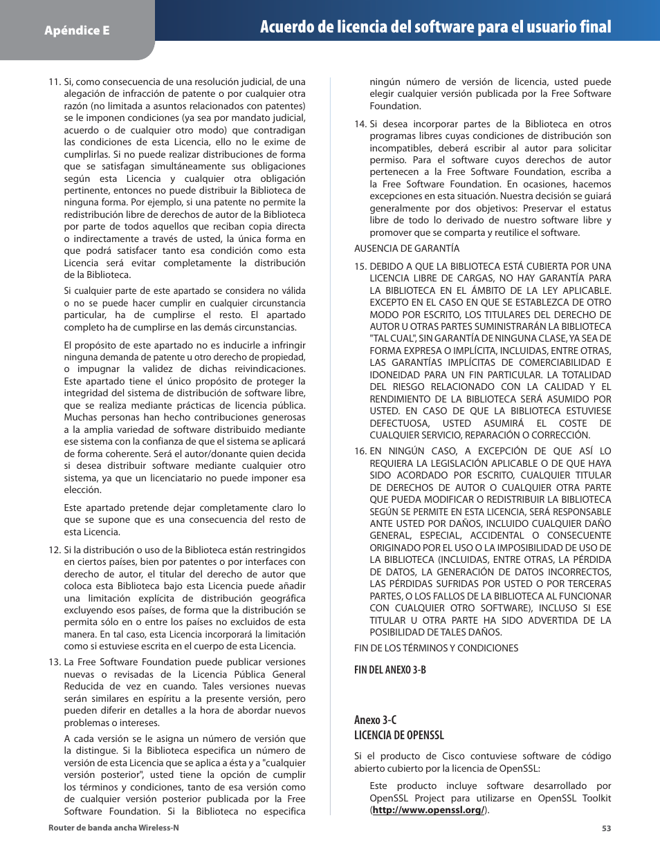 Apéndice e, Anexo 3-c licencia de openssl | Linksys IWIRELESS-N WRT160N User Manual | Page 110 / 168