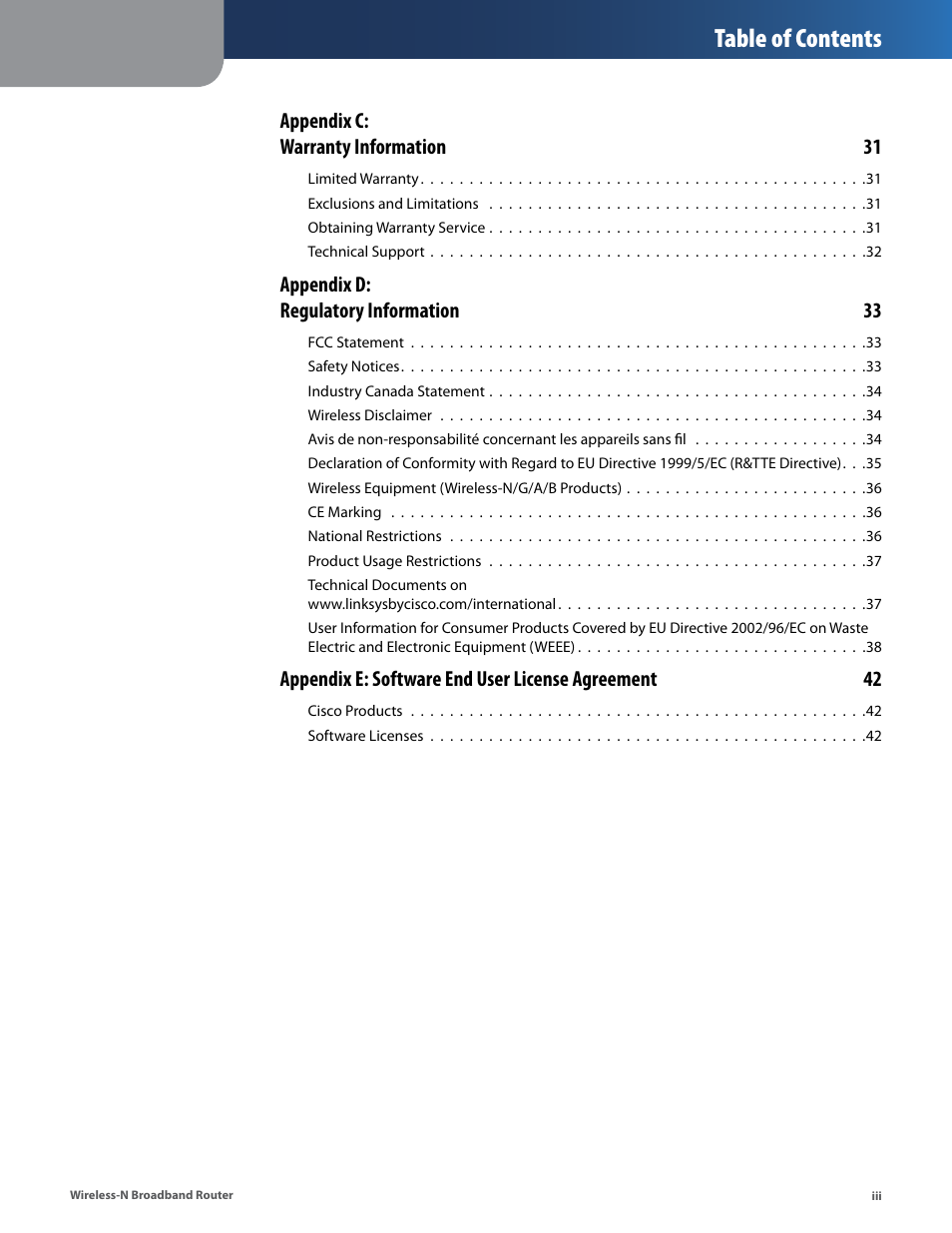 Linksys IWIRELESS-N WRT160N User Manual | Page 4 / 168