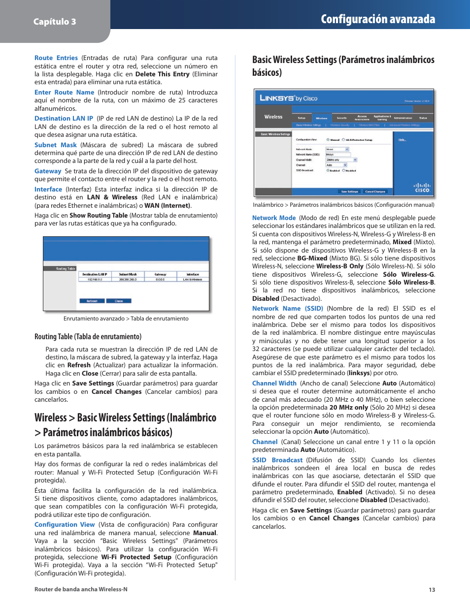 Configuración avanzada, Capítulo 3 | Linksys IWIRELESS-N WRT160N User Manual | Page 70 / 168