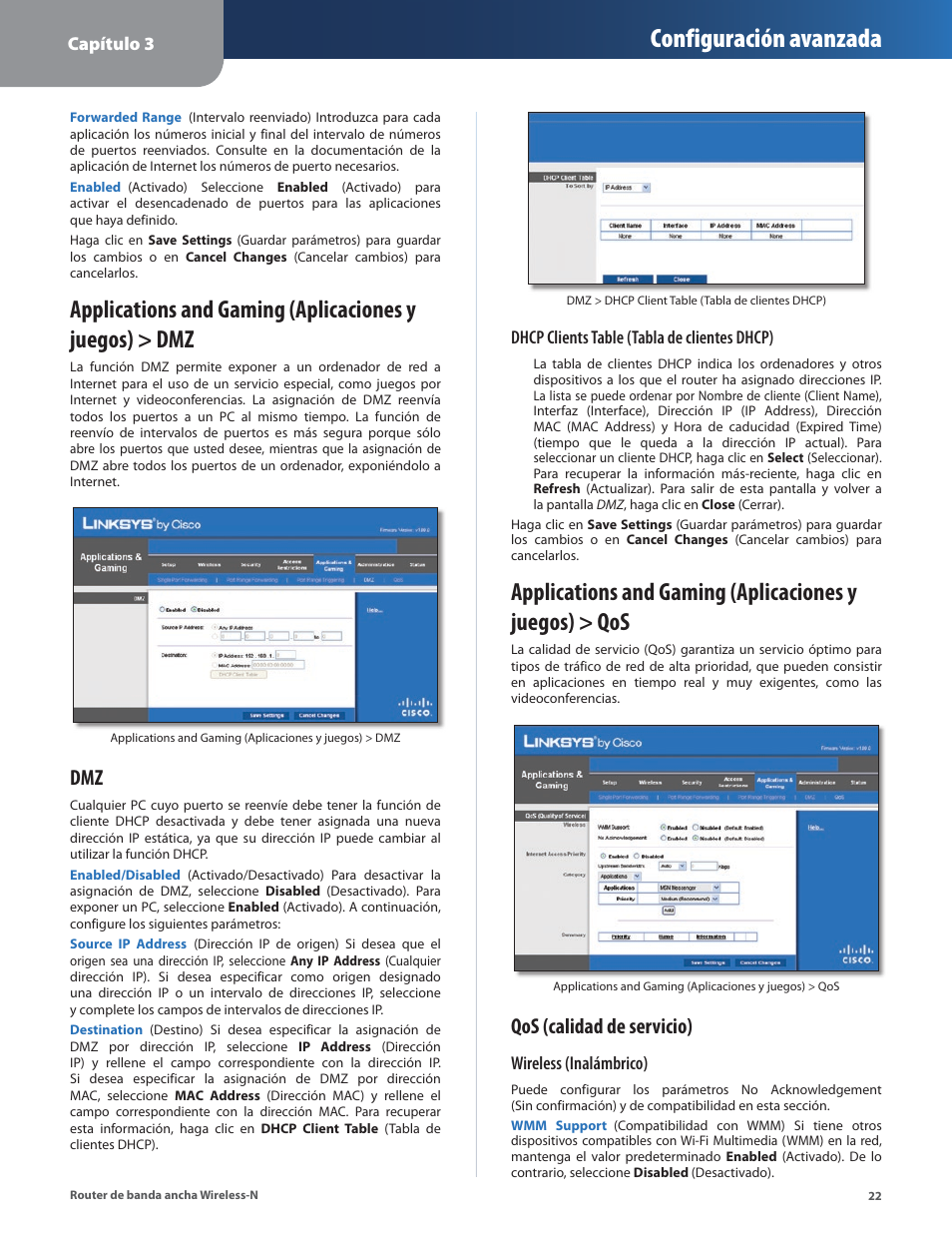 Configuración avanzada, Qos (calidad de servicio) | Linksys IWIRELESS-N WRT160N User Manual | Page 79 / 168