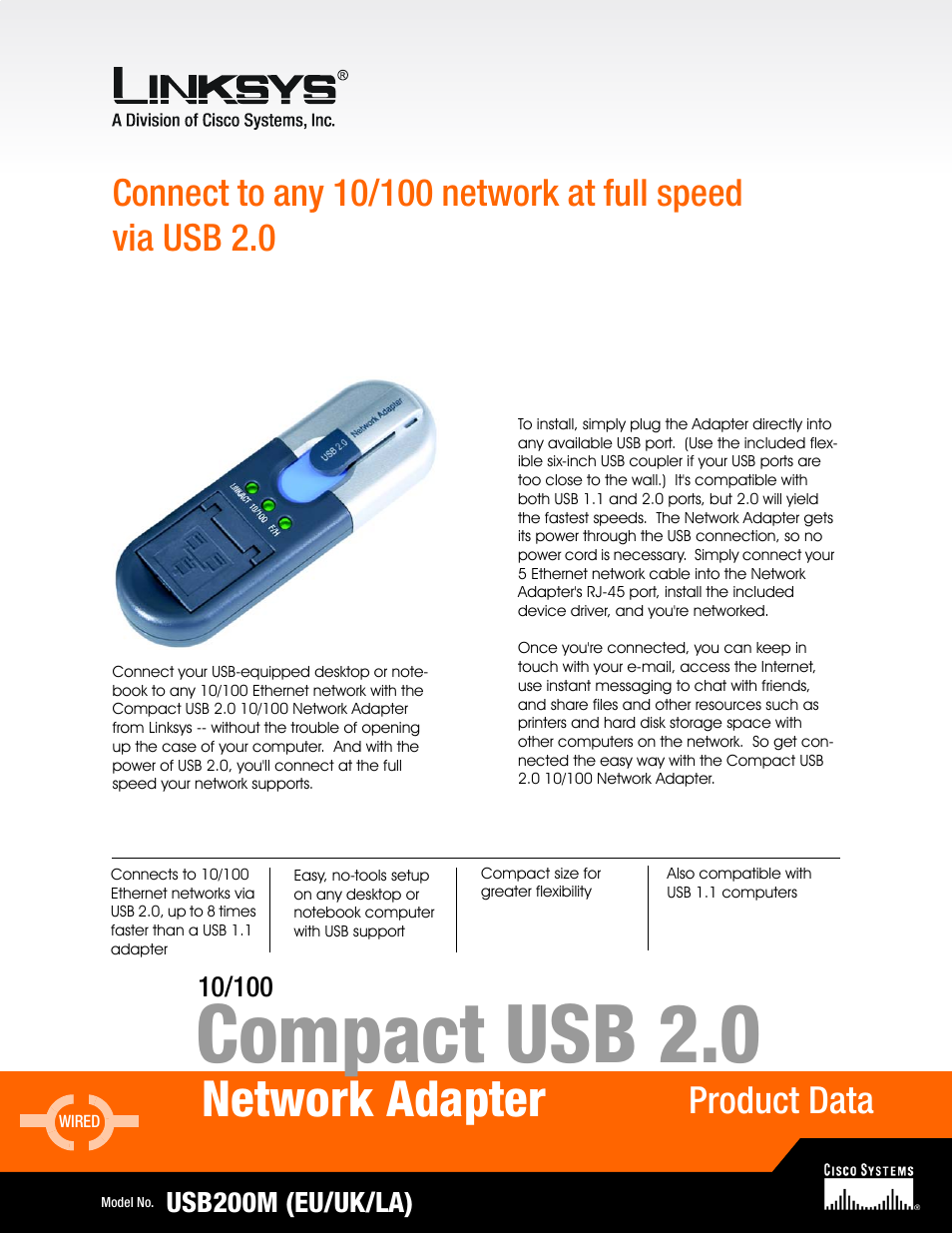 Linksys USB200M User Manual | 2 pages