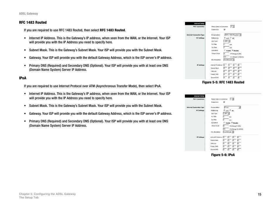 Figure 5-5: rfc 1483 routed, Figure 5-6: ipoa | Linksys AG300 User Manual | Page 21 / 78