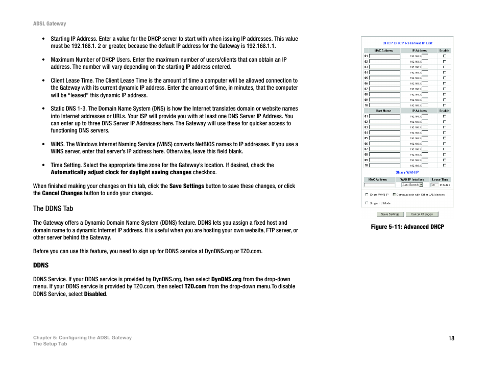 Figure 5-11: advanced dhcp | Linksys AG300 User Manual | Page 24 / 78