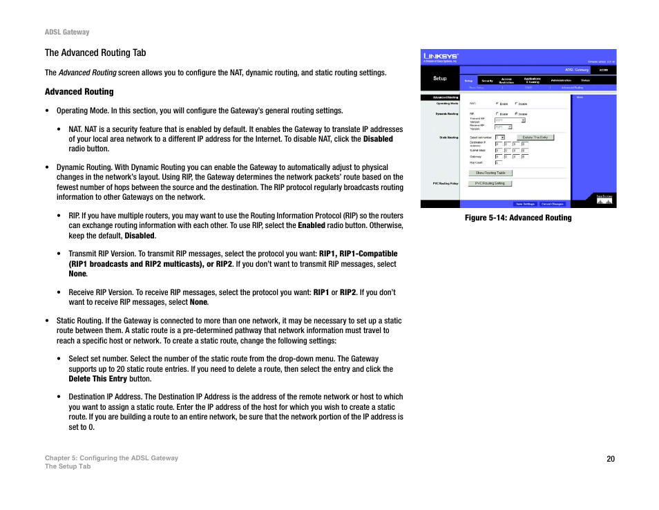 Figure 5-14: advanced routing | Linksys AG300 User Manual | Page 26 / 78
