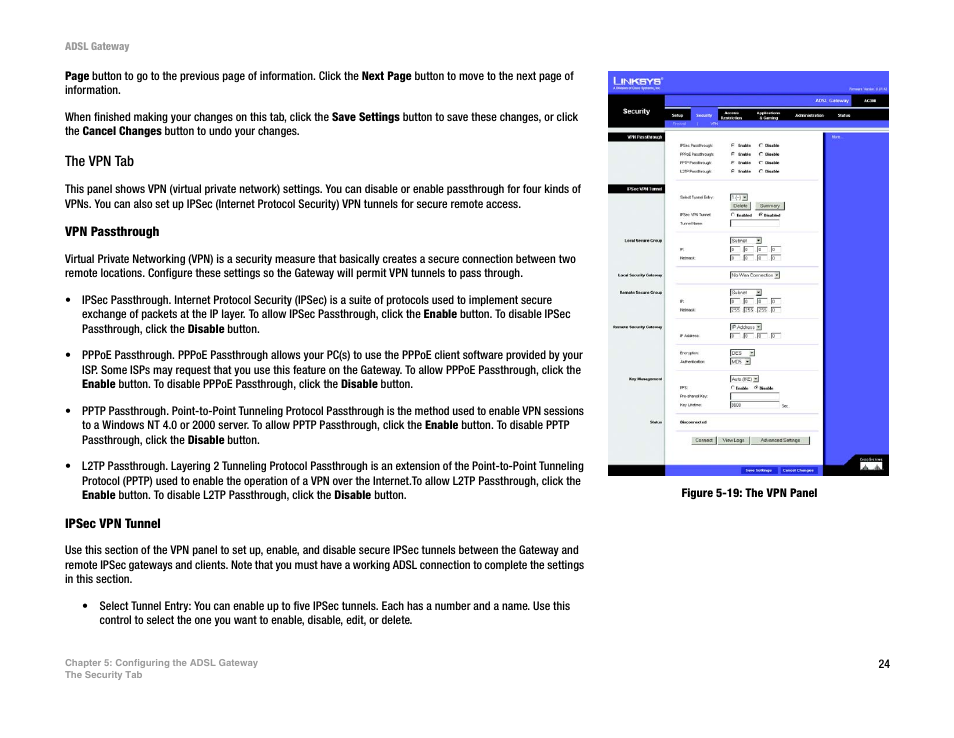 Figure 5-19: the vpn panel | Linksys AG300 User Manual | Page 30 / 78