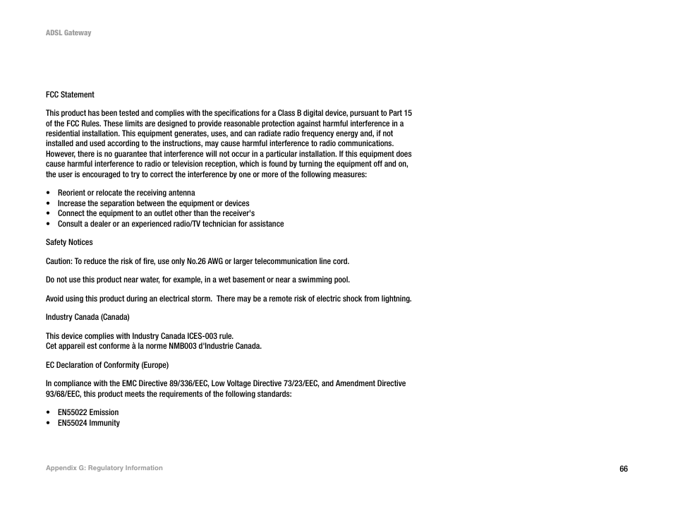 Appendix g: regulatory information | Linksys AG300 User Manual | Page 72 / 78