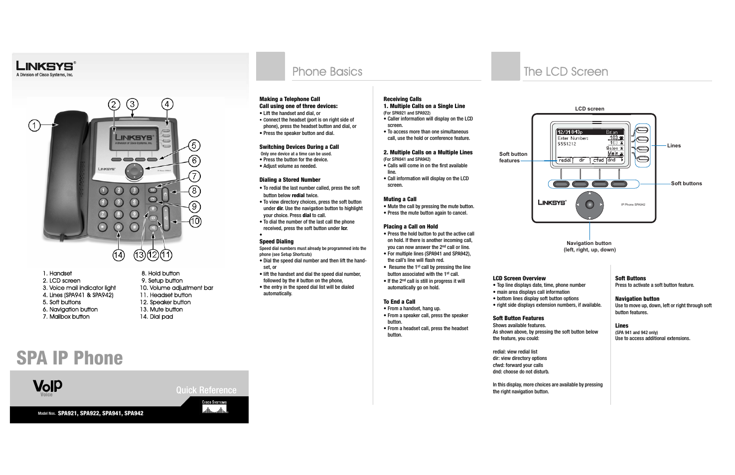 Linksys SPA921 User Manual | 2 pages