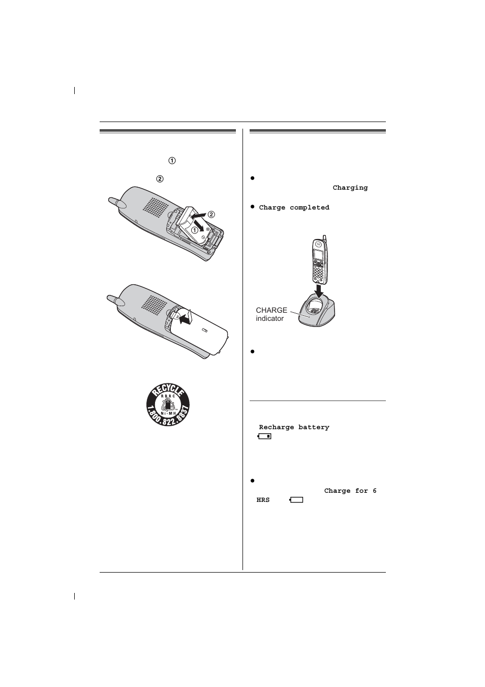 Battery installation, Battery charge | Linksys KX-TG5583 User Manual | Page 3 / 11