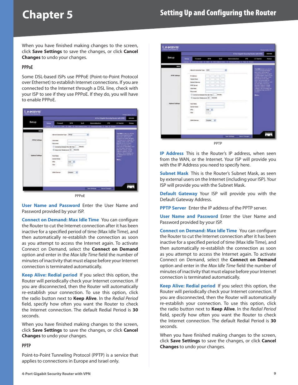 Chapter, Setting up and configuring the router | Linksys RVS4000 User Manual | Page 14 / 68