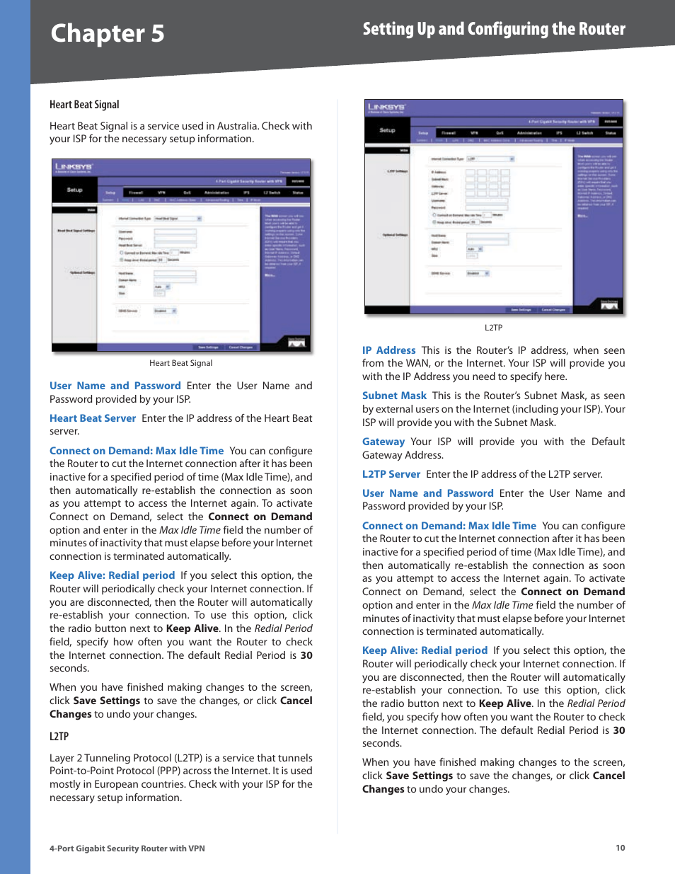 Chapter, Setting up and configuring the router | Linksys RVS4000 User Manual | Page 15 / 68
