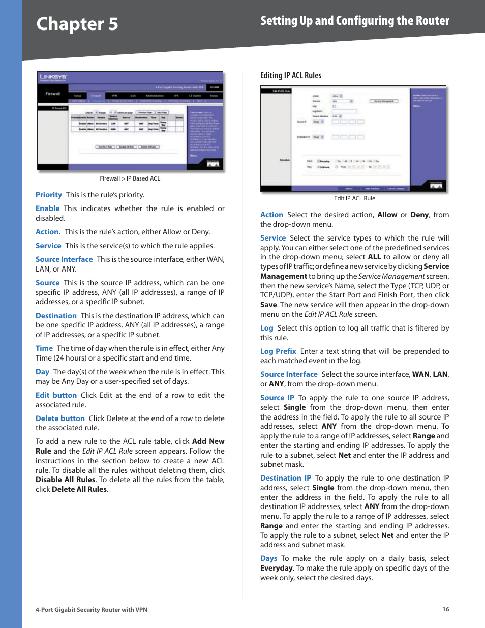 Chapter, Setting up and configuring the router | Linksys RVS4000 User Manual | Page 21 / 68