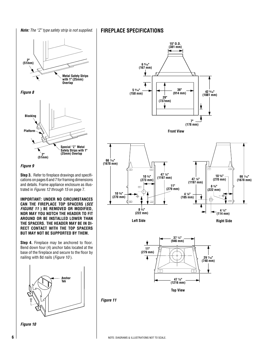 Fireplace specifications | Linksys COLONIAL SERIES COL-3629 User Manual | Page 6 / 20