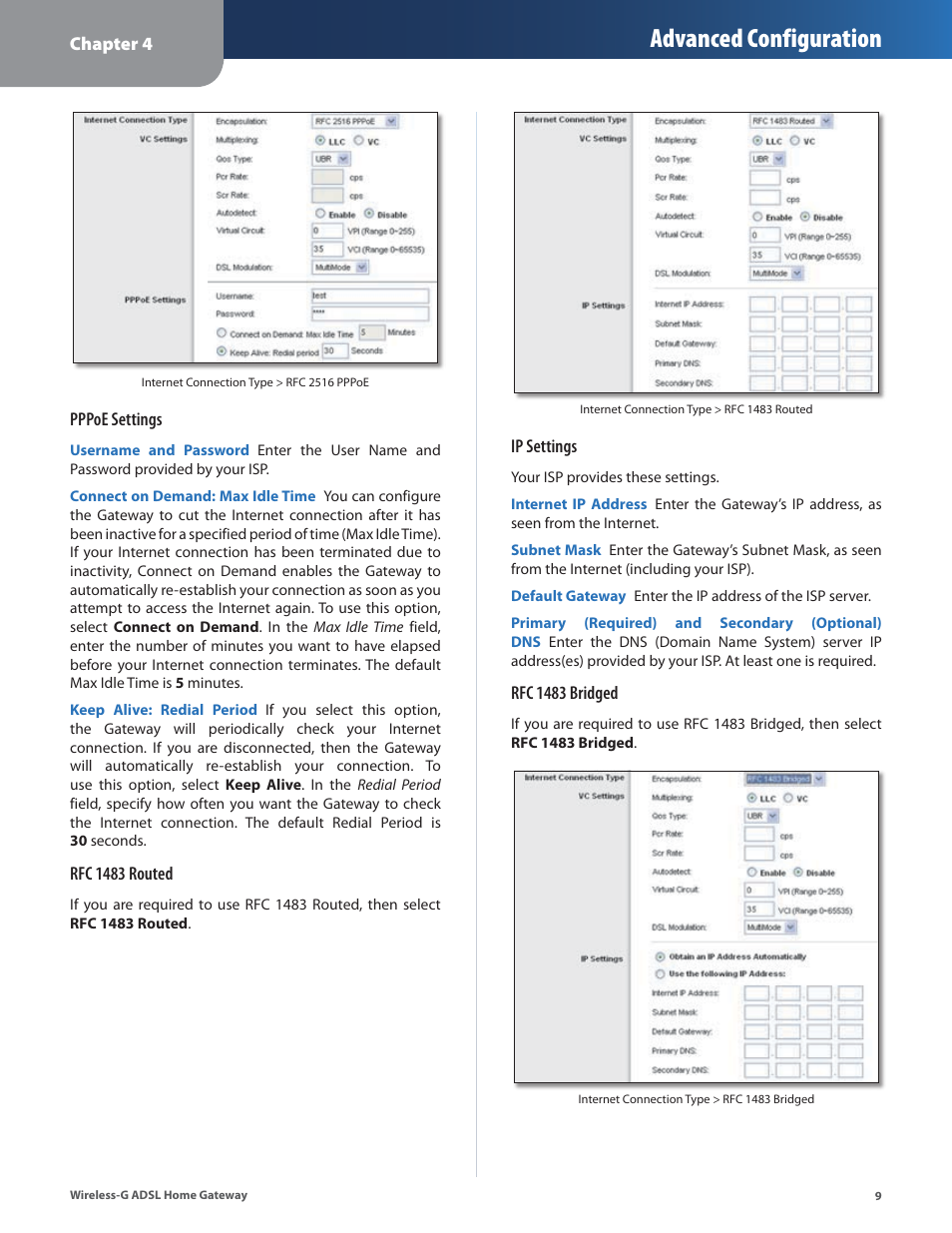 Advanced configuration | Linksys WAG200G User Manual | Page 10 / 39
