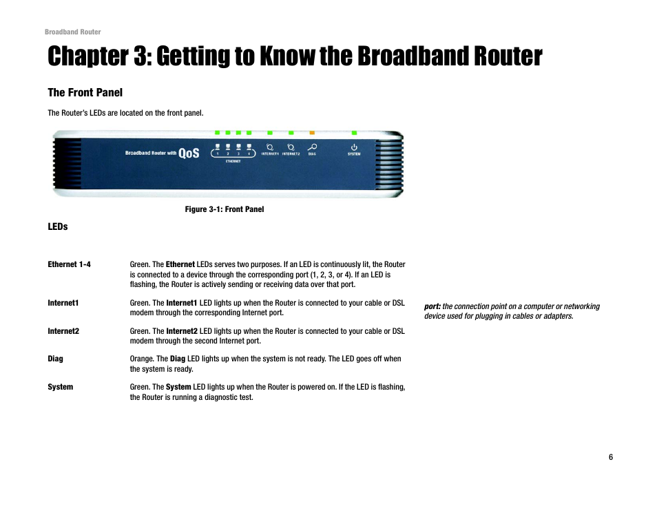Chapter 3: getting to know the broadband router | Linksys RT042 User Manual | Page 12 / 68