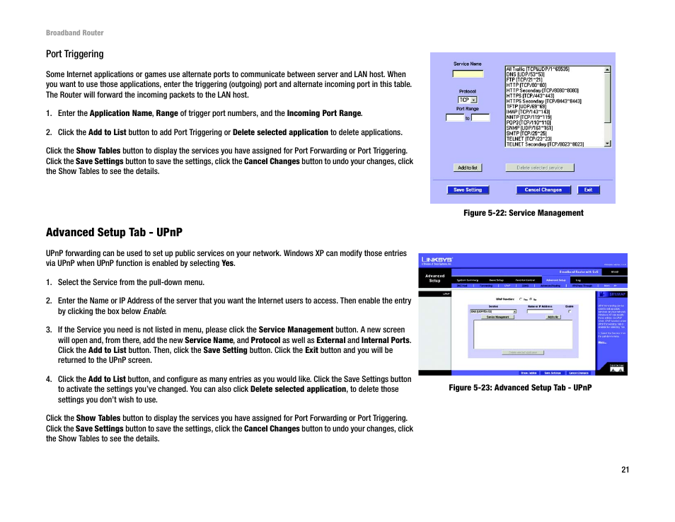 Advanced setup tab - upnp | Linksys RT042 User Manual | Page 27 / 68