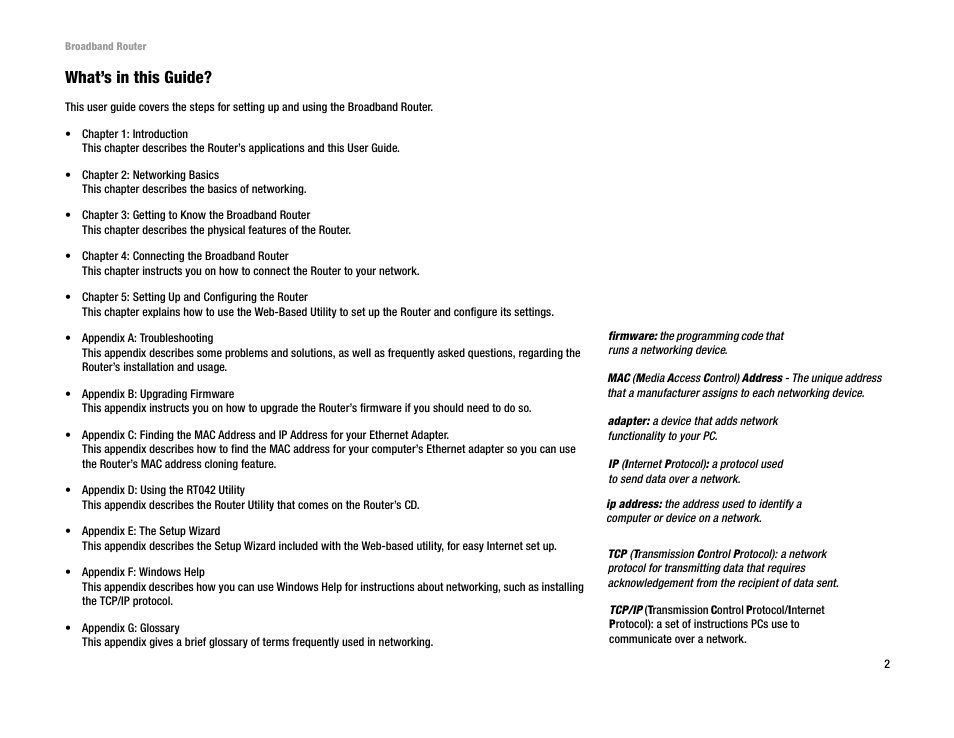 What’s in this guide | Linksys RT042 User Manual | Page 8 / 68