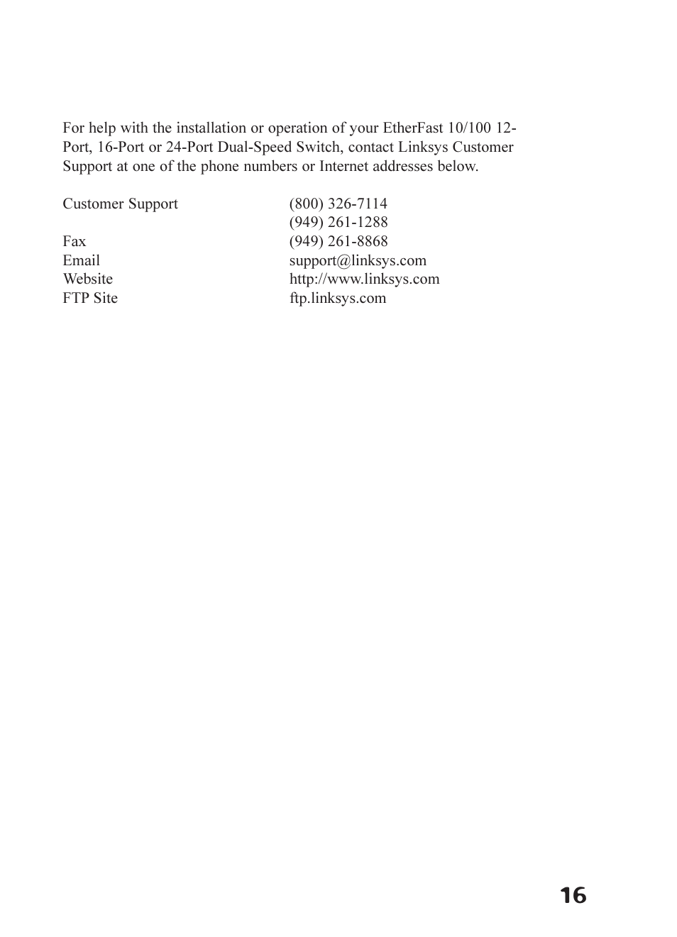 Customer support | Linksys DSSXFXST User Manual | Page 18 / 20