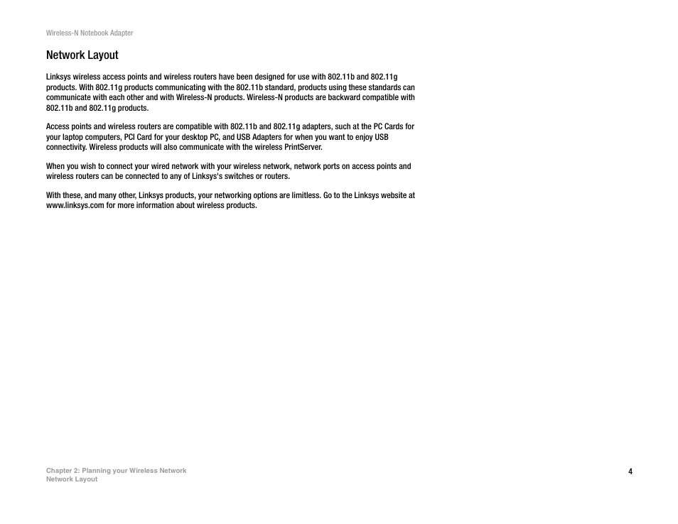 Network layout | Linksys 2 User Manual | Page 10 / 65