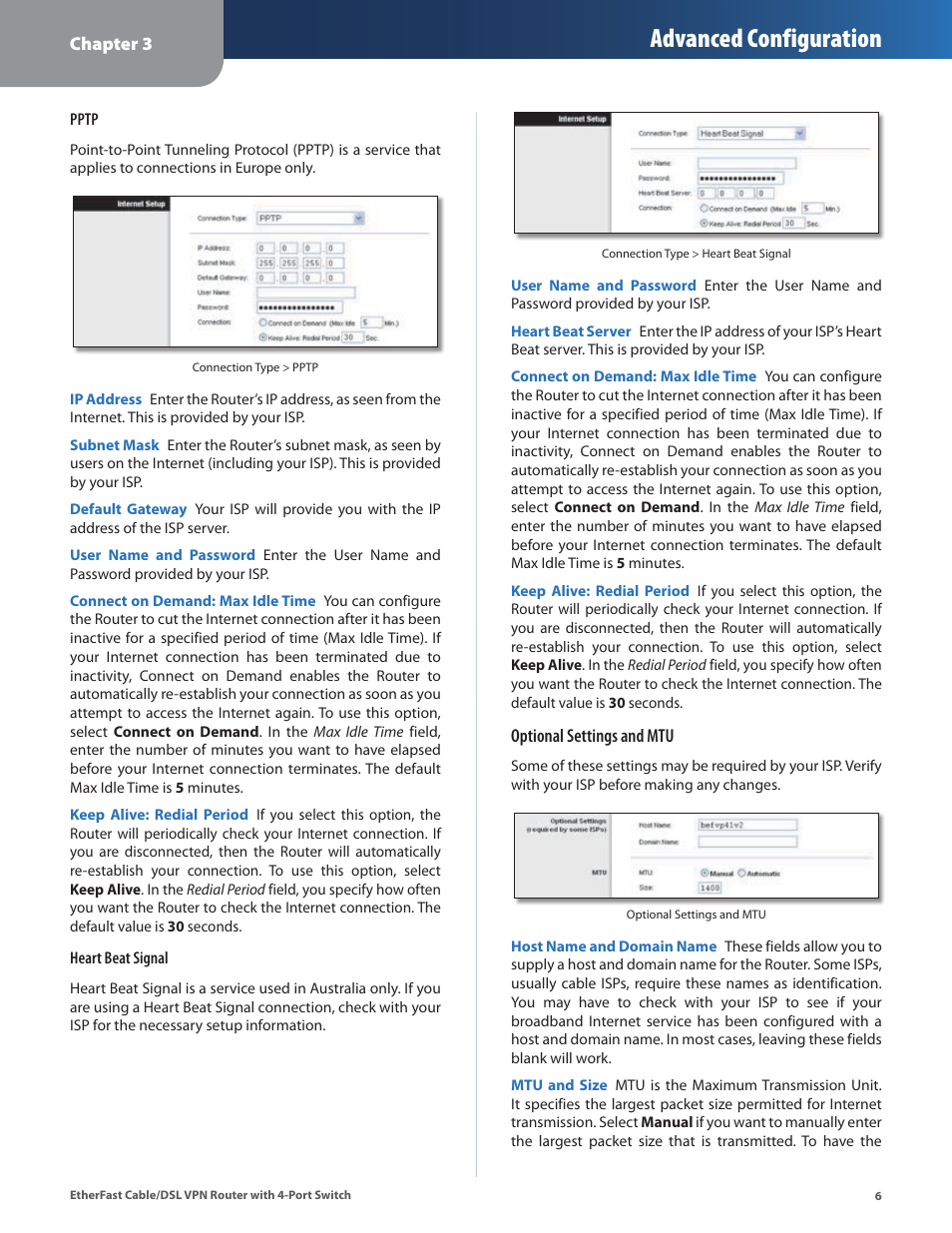 Advanced configuration | Linksys BEFVP41 User Manual | Page 10 / 45