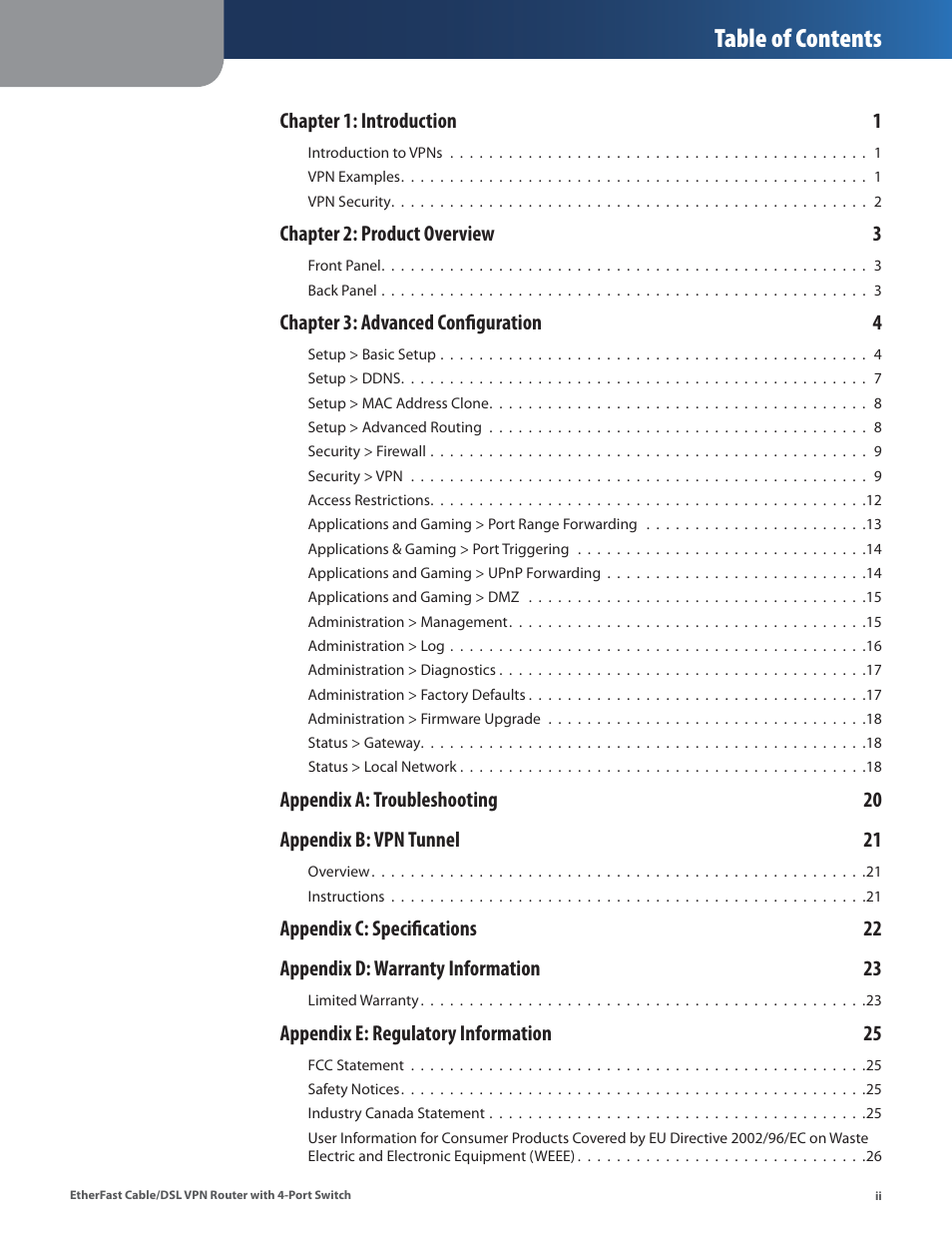 Linksys BEFVP41 User Manual | Page 3 / 45