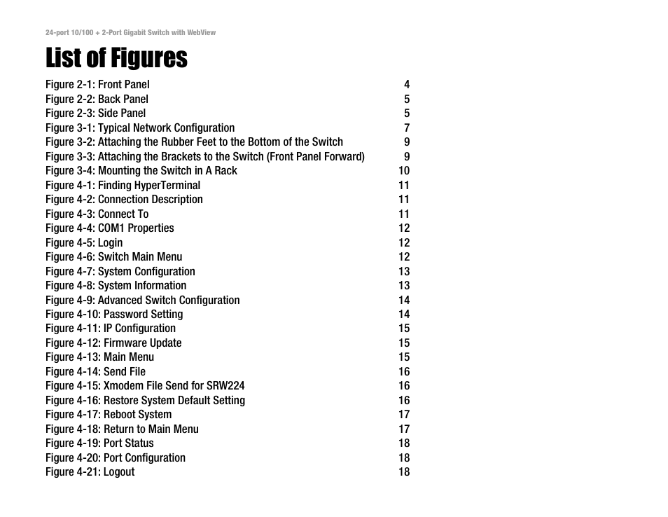 List of figures | Linksys SRW224 User Manual | Page 5 / 47
