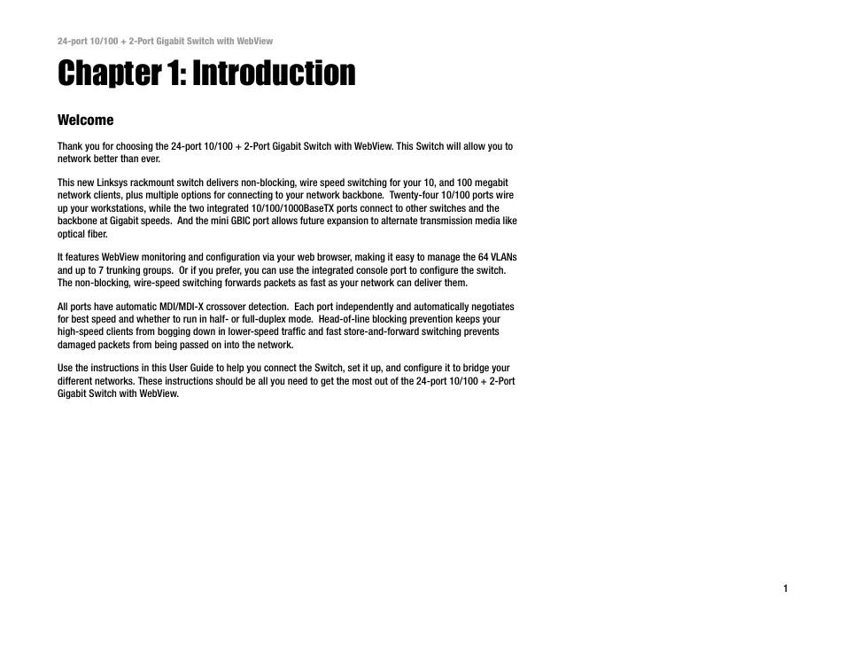 Chapter 1: introduction | Linksys SRW224 User Manual | Page 7 / 47