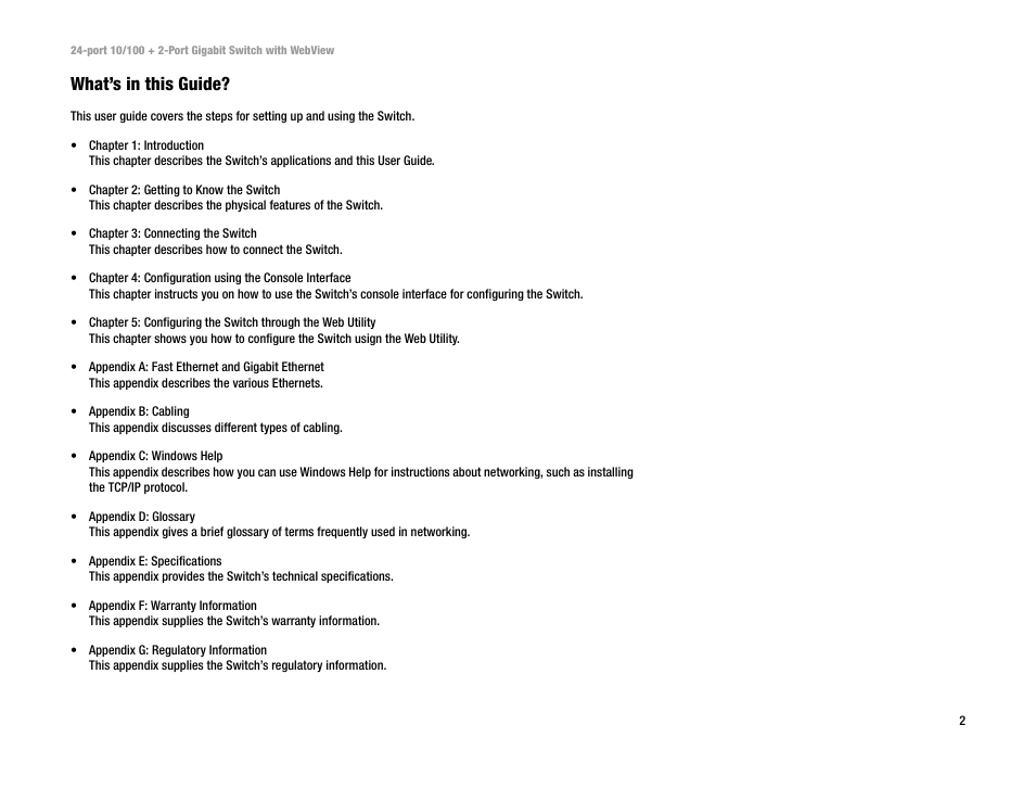 What’s in this guide | Linksys SRW224 User Manual | Page 8 / 47