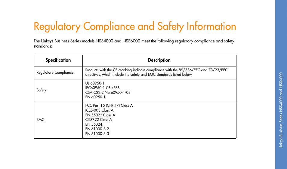Regulatory compliance and safety information | Linksys NSS4000 User Manual | Page 13 / 24