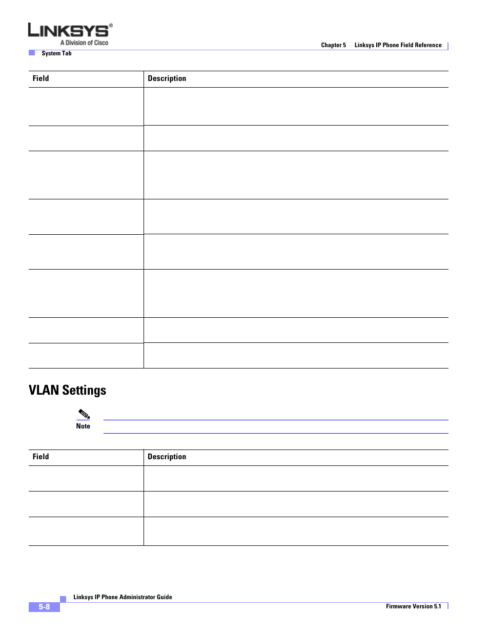 Vlan settings | Linksys SPA 900 Series User Manual | Page 113 / 165