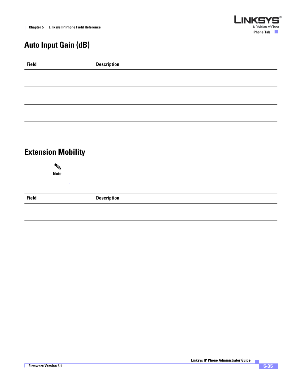 Auto input gain (db), Extension mobility | Linksys SPA 900 Series User Manual | Page 140 / 165