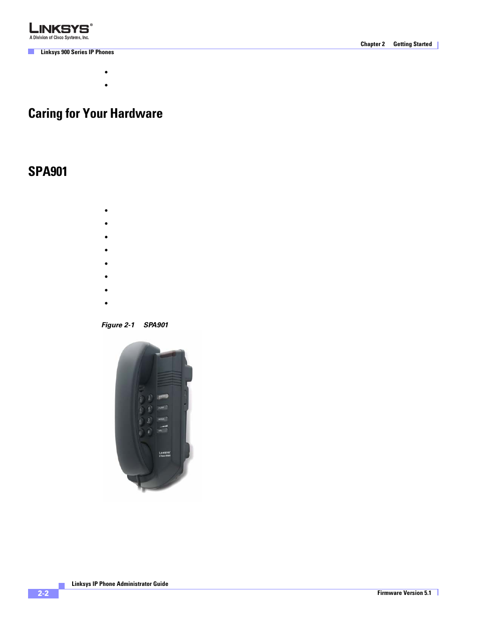 Caring for your hardware, Spa901 | Linksys SPA 900 Series User Manual | Page 25 / 165