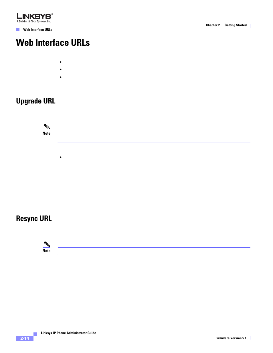 Web interface urls, Upgrade url, Resync url | Linksys SPA 900 Series User Manual | Page 37 / 165