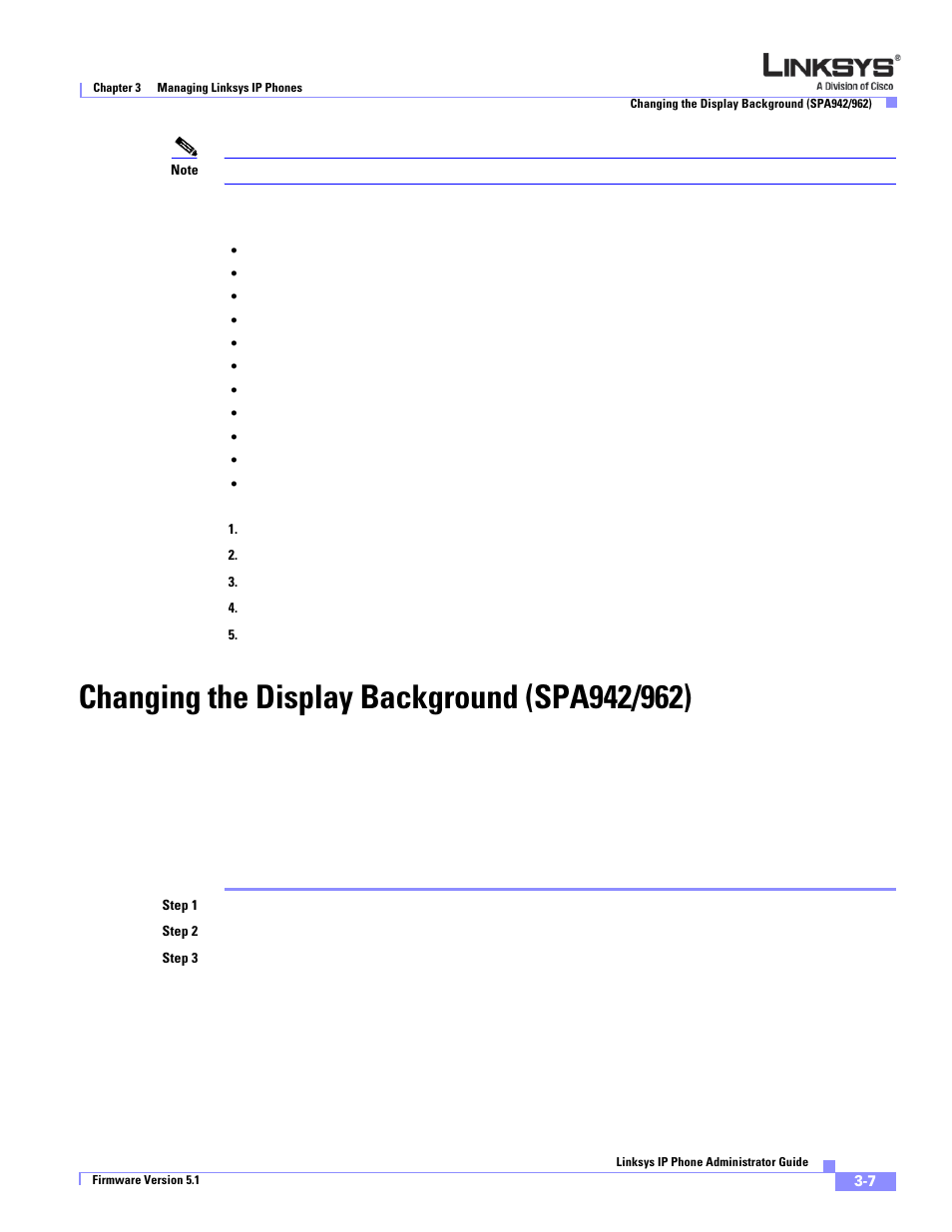 Changing the display background (spa942/962) | Linksys SPA 900 Series User Manual | Page 50 / 165