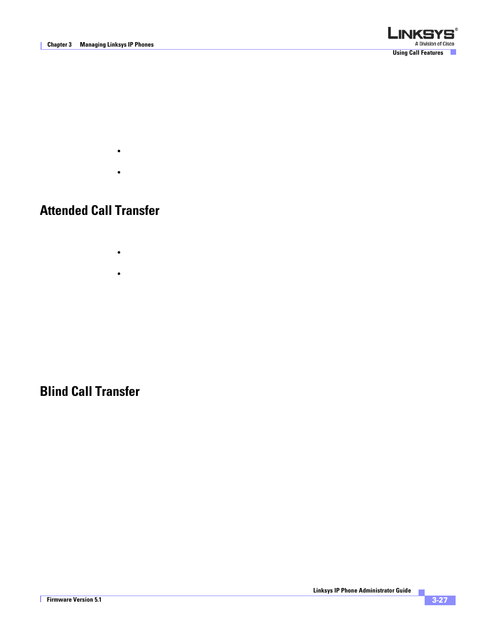 Attended call transfer, Blind call transfer | Linksys SPA 900 Series User Manual | Page 70 / 165