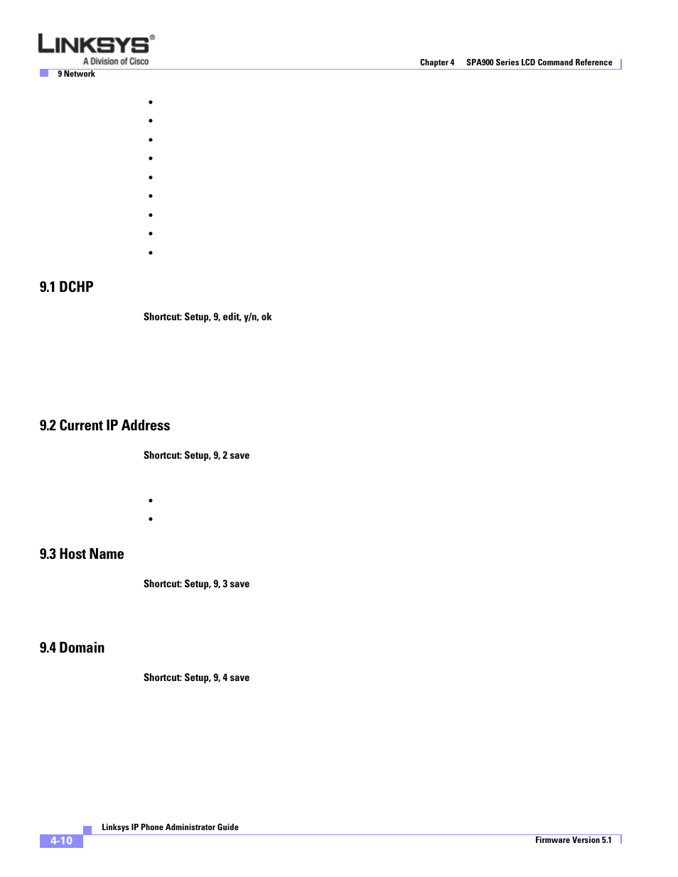 1 dchp, 2 current ip address, 3 host name | 4 domain | Linksys SPA 900 Series User Manual | Page 97 / 165